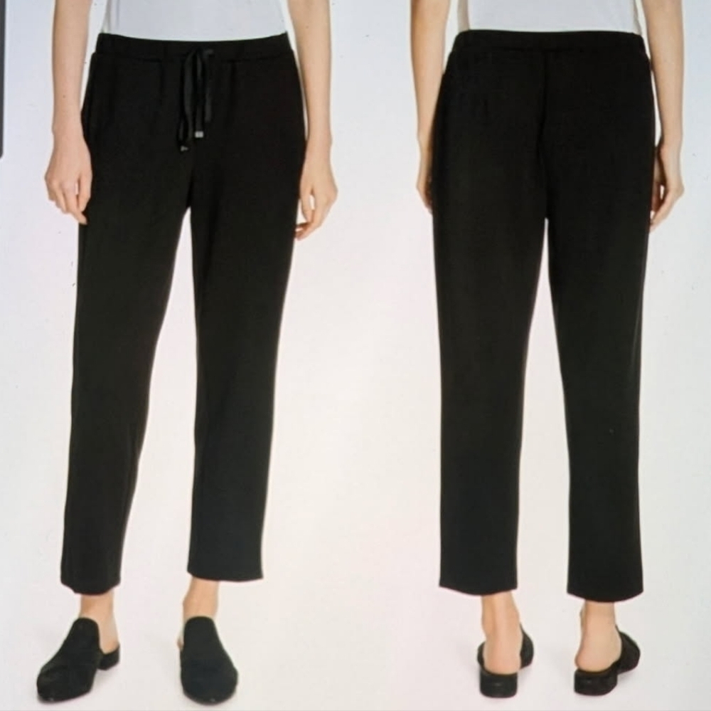 Eileen Fisher XL Pull On Black Drawstring Slouchy Ankle Pants Size XL
